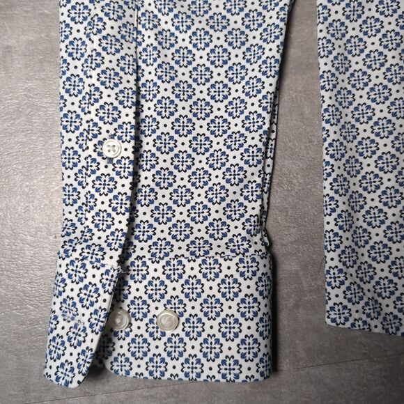 Hugo Boss White Blue Floral Button Down Long Sleeve Collar Shirt Large NWT - Picture 9 of 10